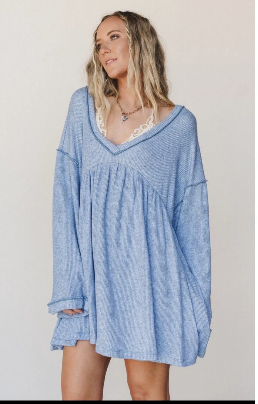 Carefree Mini Dress- Two Tone Denim